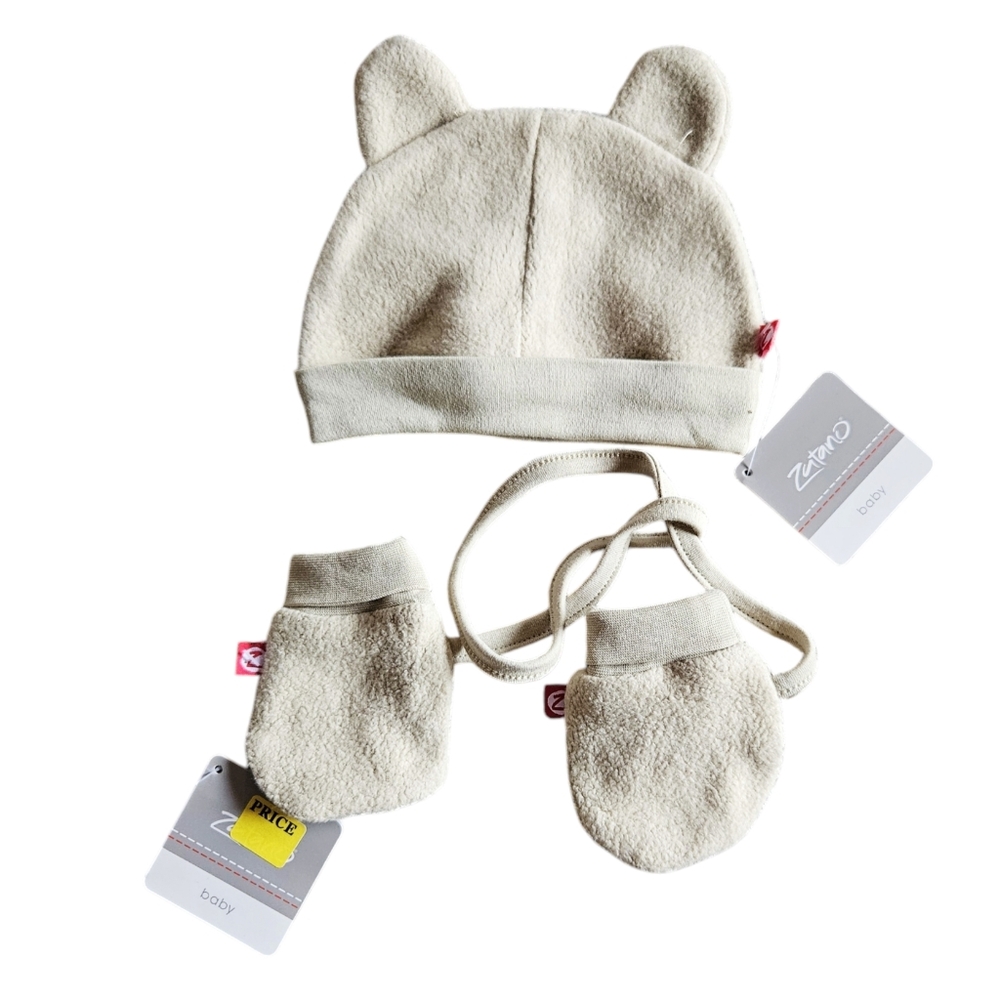 New! Zutano 6 Month Hat/Mittens Bundle